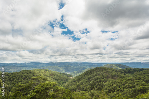 landscape with mountains and beautiful low clouds © Dmytro