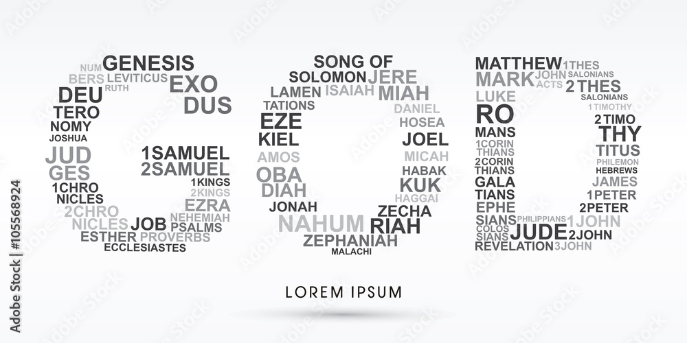 GOD, designed using bible words genesis to revelation graphic vector.