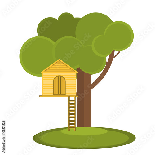 Tree House children's games. Playhouse on the tree. Secret place.