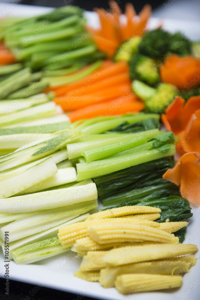 colorful of various thai blanched vegetables