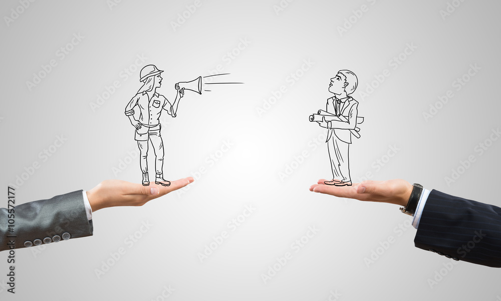 Caricatures of businessman and businesswoman Caricatures of businessman and businesswoman