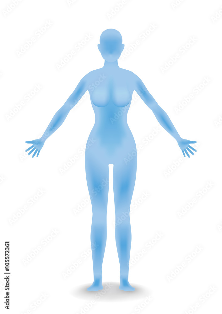 woman body silhouette who spreads her arms, vector illustration