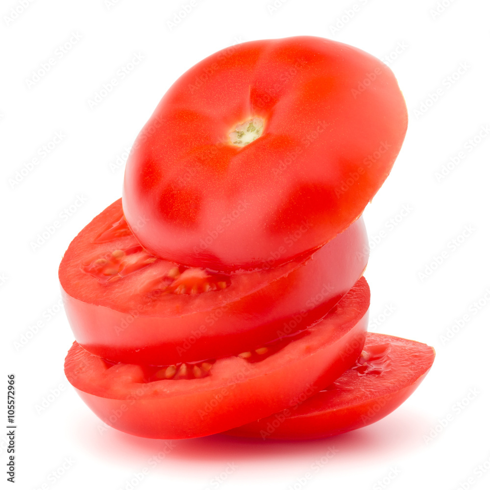 sliced tomato tower isolated on white background cutout sliced tomato tower isolated on white background cutout