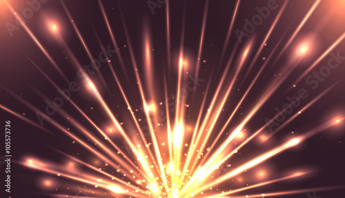Vector illustration with the explosion and bright rays.