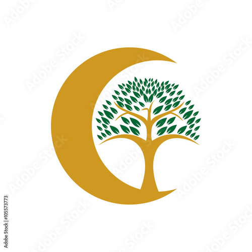 Golden Crescent Moon Nature Tree