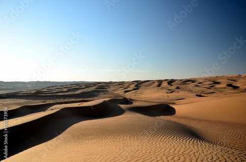 Rippled sand dunes at sunset India