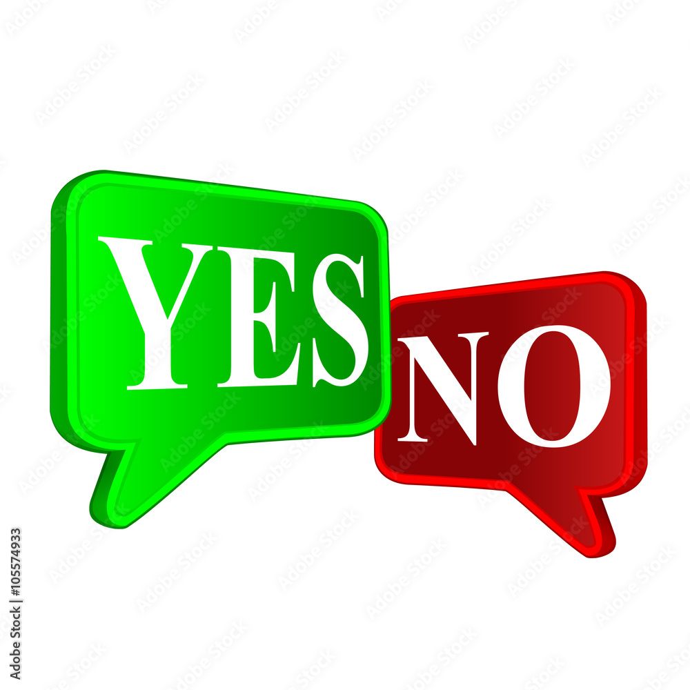 Yes No on green and red bubbles icons Yes No on green and red bubbles icons