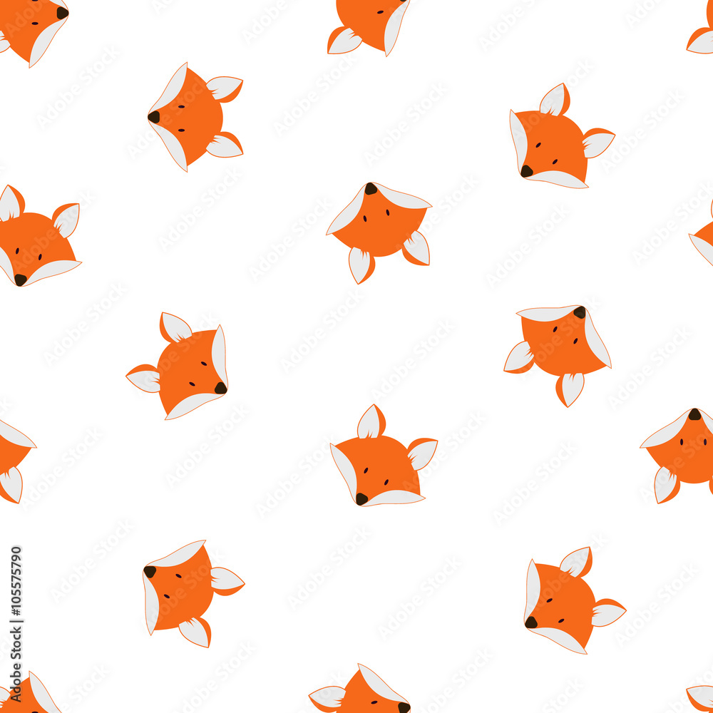 Fototapeta Cute foxes seamless vector pattern. Vector cute cartoon fox cub
