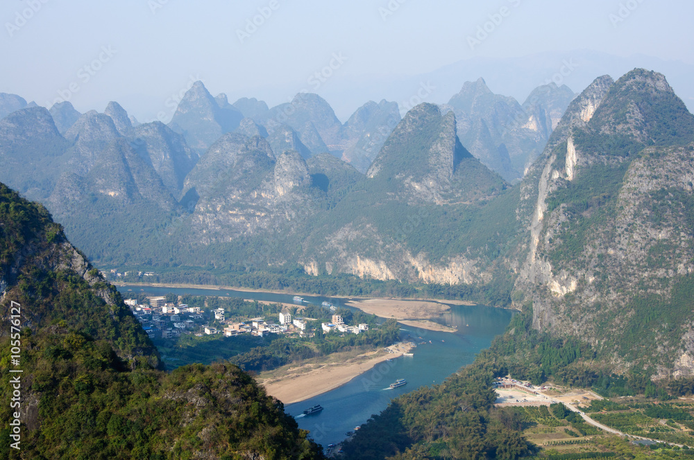 The beautiful mountains and river in Guilin, China