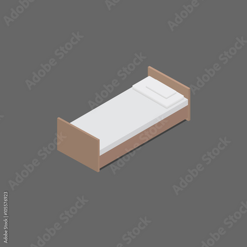 Isometric bed with pillows. Volume icon beds.