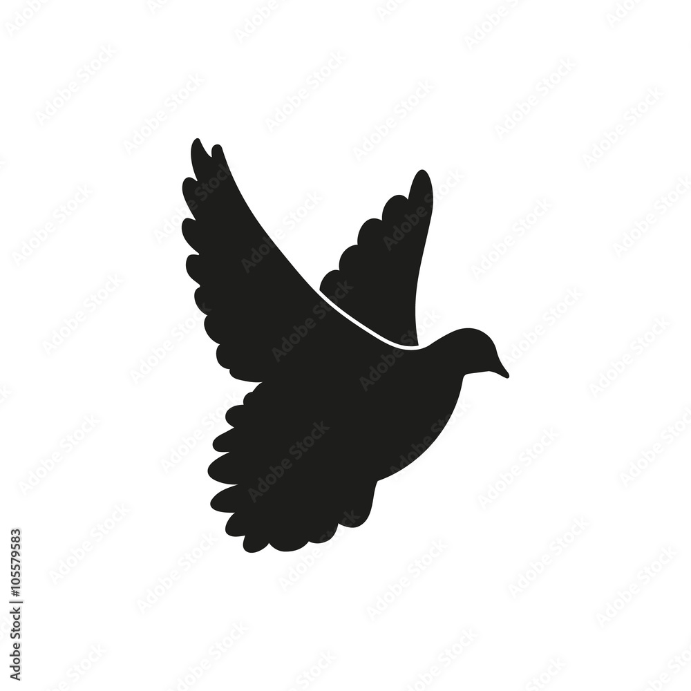 Fototapeta premium Flying black dove as symbol of peace