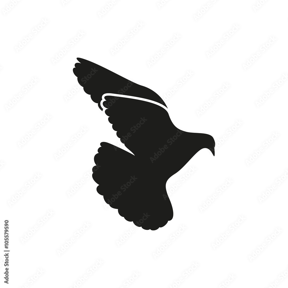 Simple black one single peace dove pigeon icon Simple black one single peace dove pigeon icon