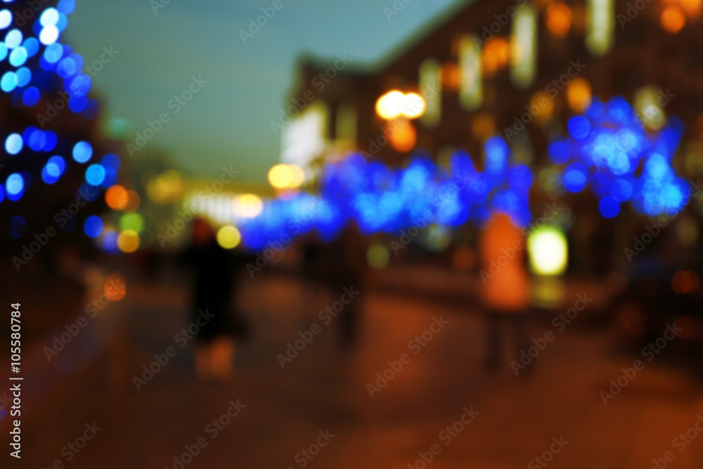 Image of blurred evening street background Image of blurred evening street background