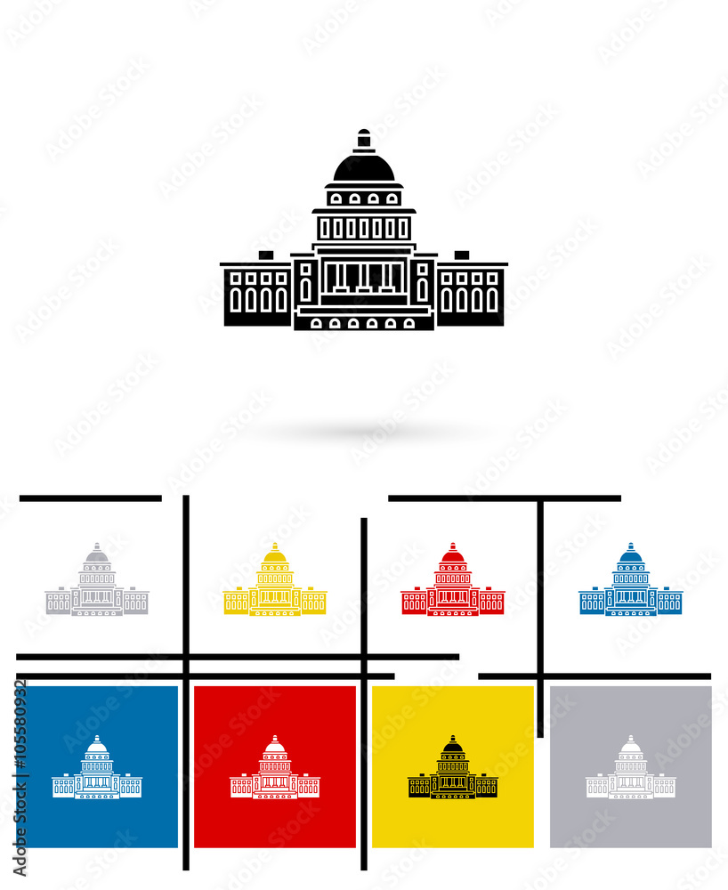 United States Capitol icon or Capitol sign. Vector Capitol pictogram or Capitol symbol