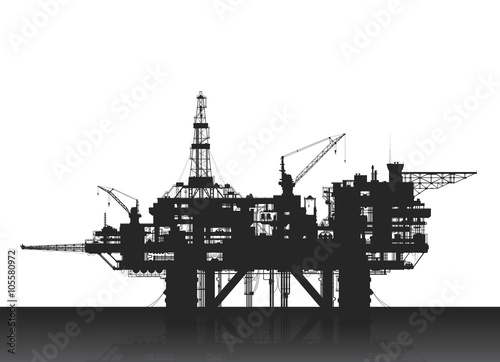 Sea oil rig. Oil platform in the deep sea.