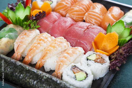 Mixed sushi rolls photo