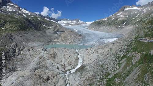Aerial Footage of Rhone Glacier in Switzerland, 4K, UHD