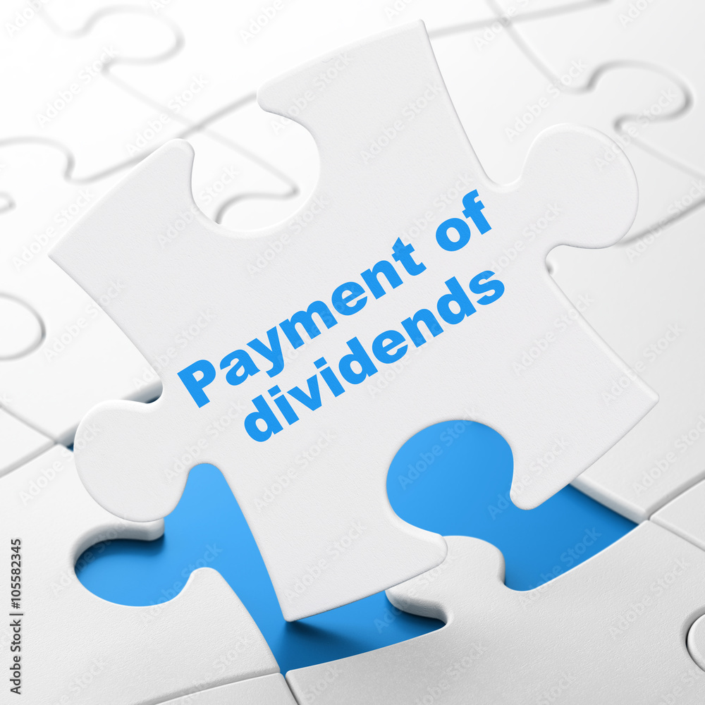 Banking concept: Payment Of Dividends on puzzle background Banking concept: Payment Of Dividends on puzzle background