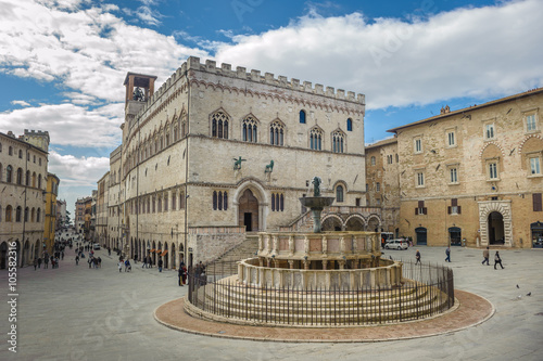 Fontana Maggiore on Piazza IV Novembre in Perugia, Umbria, Italy photo