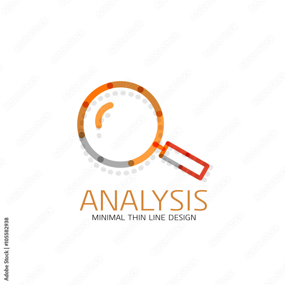 Vector thin line design logo magnifying glass, search and find or zoom logotype concept. Linear minimalistic business icon Vector thin line design logo magnifying glass, search and find or zoom logotype concept. Linear minimalistic business icon