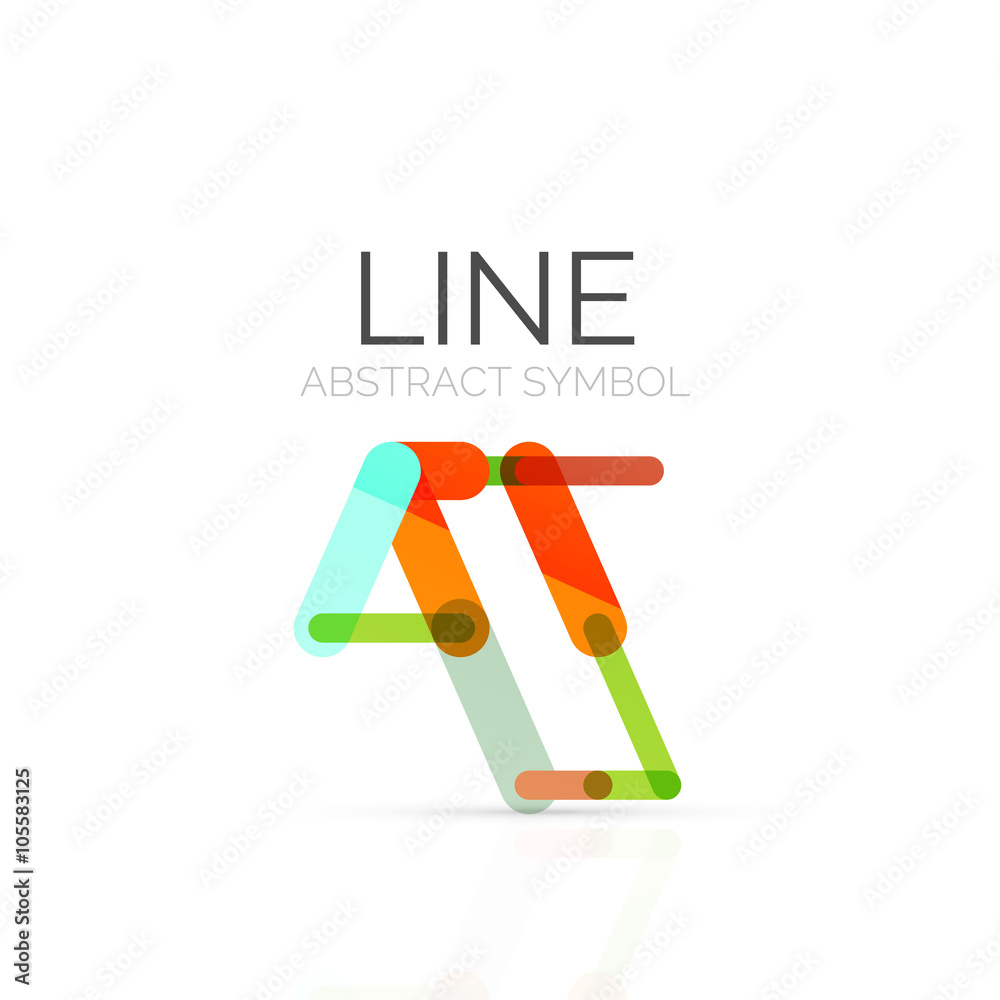 Linear abstract logo, connected multicolored segments of lines geometrical figure Linear abstract logo, connected multicolored segments of lines geometrical figure
