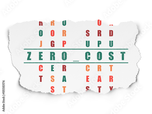 Business concept: Zero cost in Crossword Puzzle