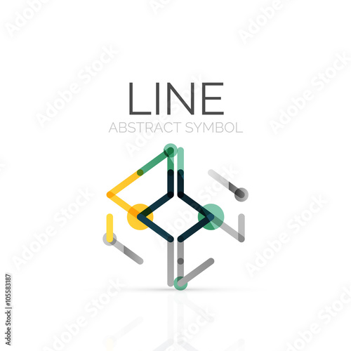 Linear abstract logo  connected multicolored segments of lines geometrical figure