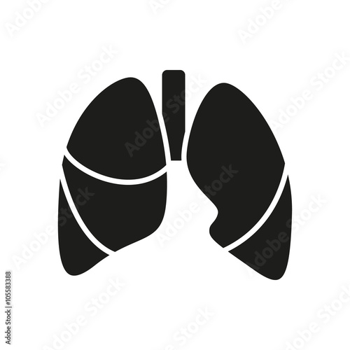 Black simple Medical Lungs icon isolated