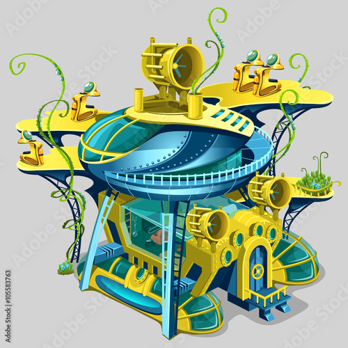 Scientific underwater station, cartoon location