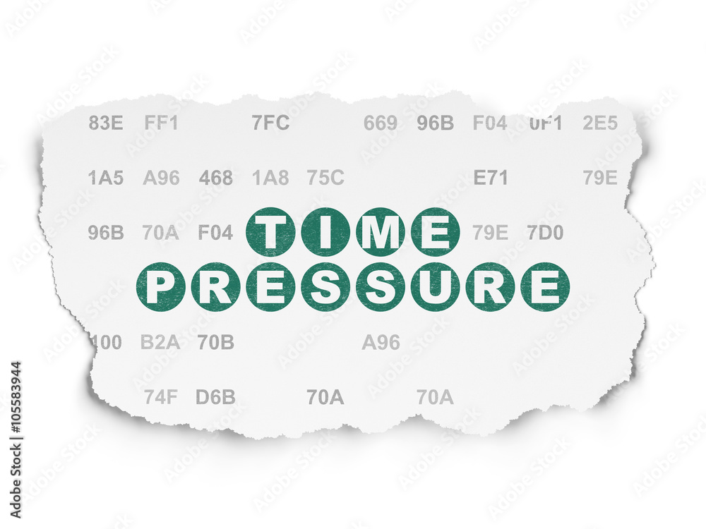 Timeline concept: Time Pressure on Torn Paper background