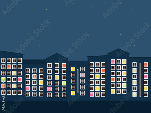 Colorful City At Night. Apartments For Sale / Rent. Real Estate