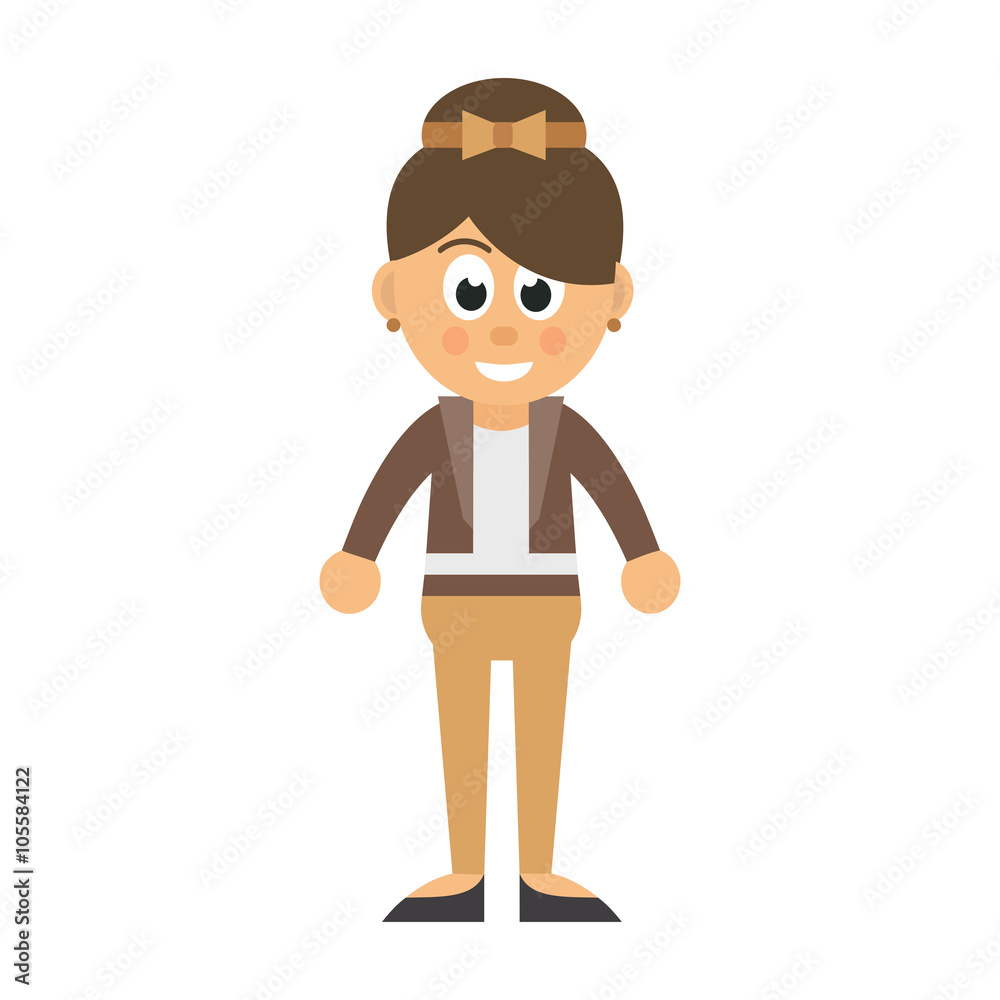 cartoon woman in jacket and trousers