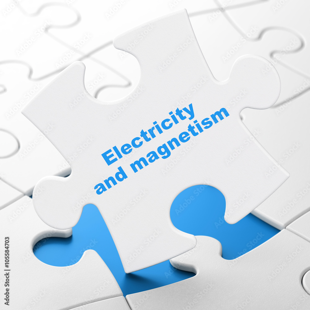 Science concept: Electricity And Magnetism on puzzle background Science concept: Electricity And Magnetism on puzzle background