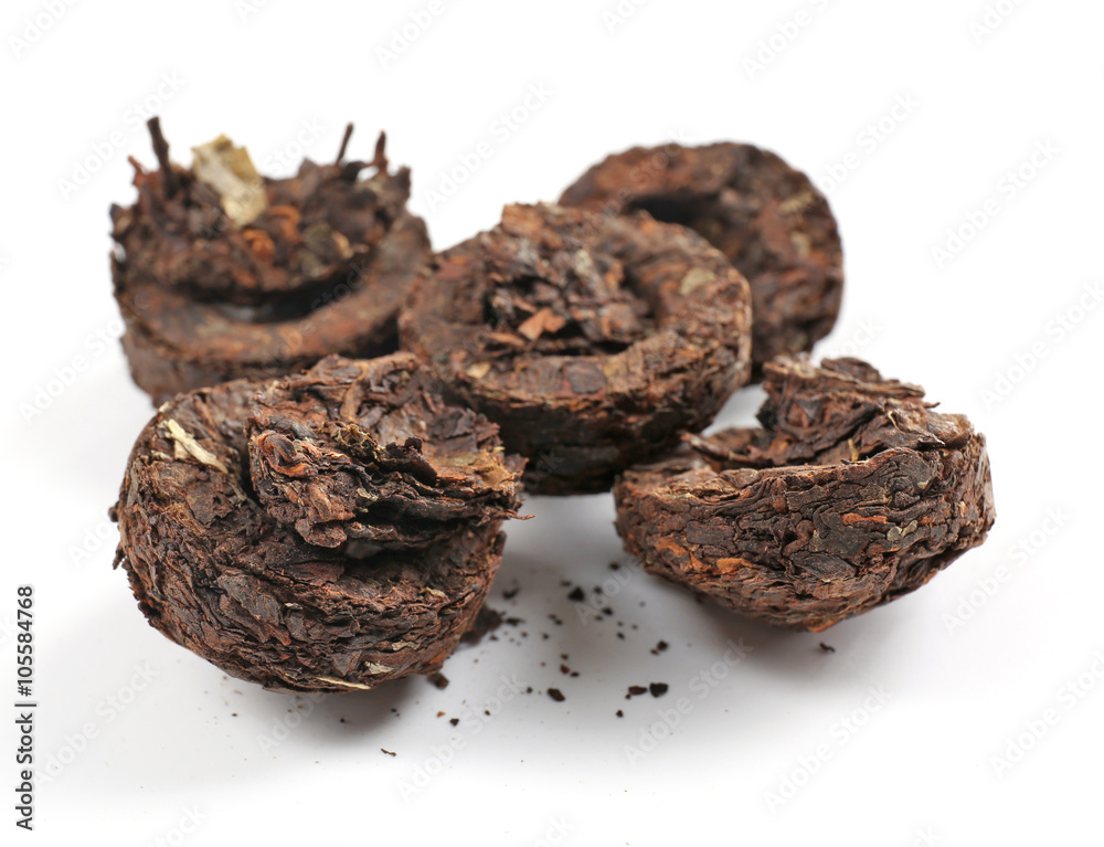 Puerh tea, isolated on white Puerh tea, isolated on white