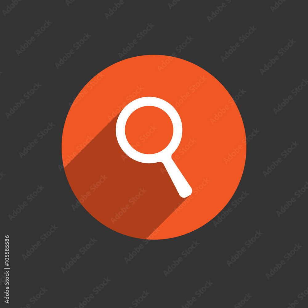 Search Icon. Magnifying Glass. vector illustration with soft shadow on a black background