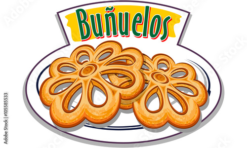 Bunuelos, Christmas mexican sweet. Cruller.