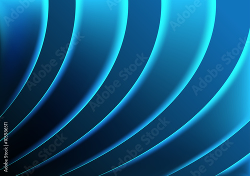 Illuminated Blue Striped Background - Abstract Neon Illustration, Vector