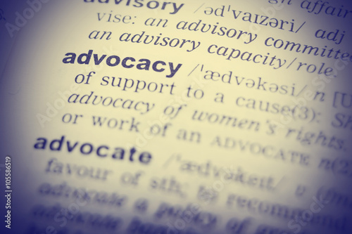 Canvas Print English dictionary definition of Advocaty