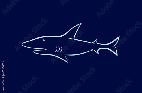 shark silhouette swimming wild animal, isolated fish © am54