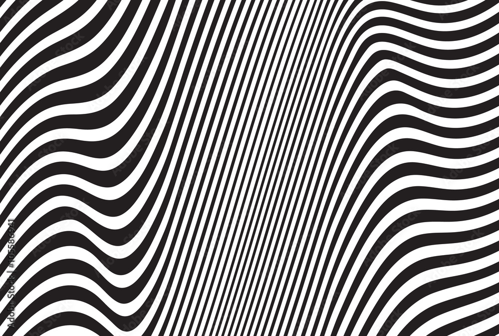 Naklejka black and white mobious wave stripe optical design opart