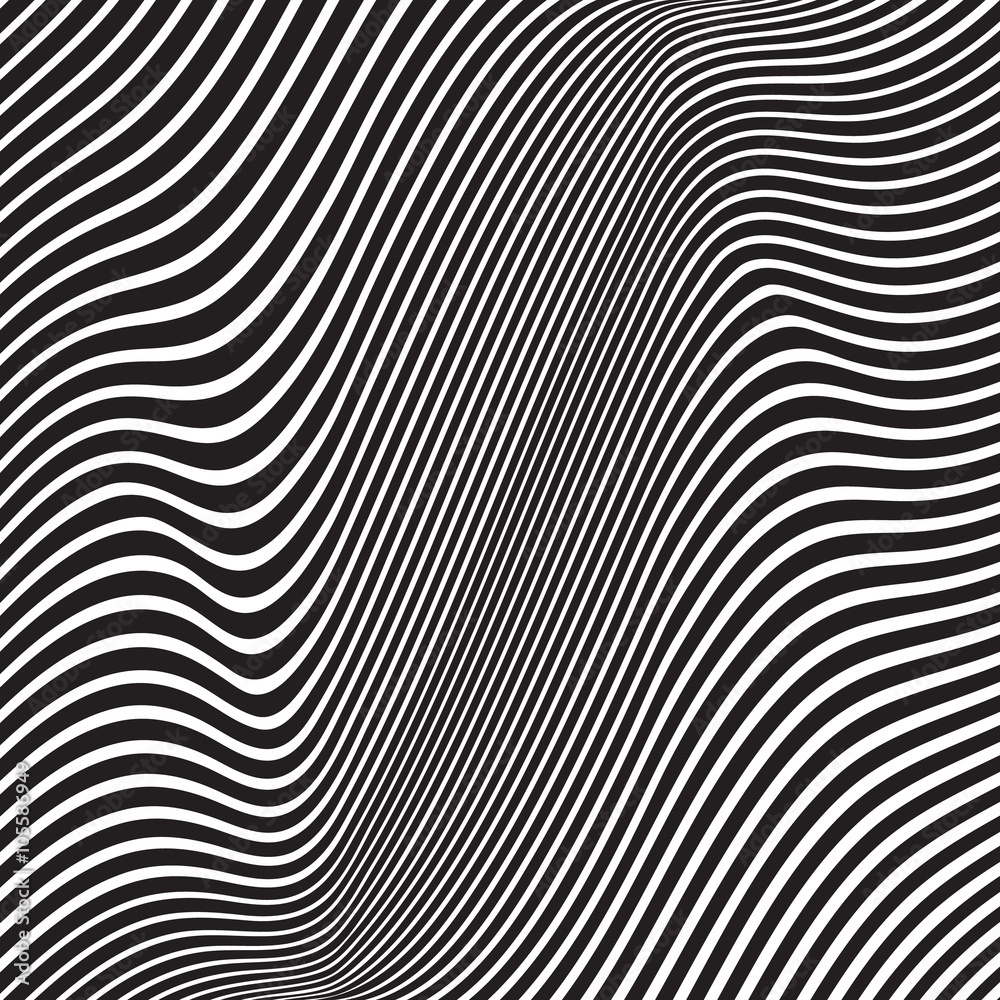 black and white mobious wave stripe optical design opart