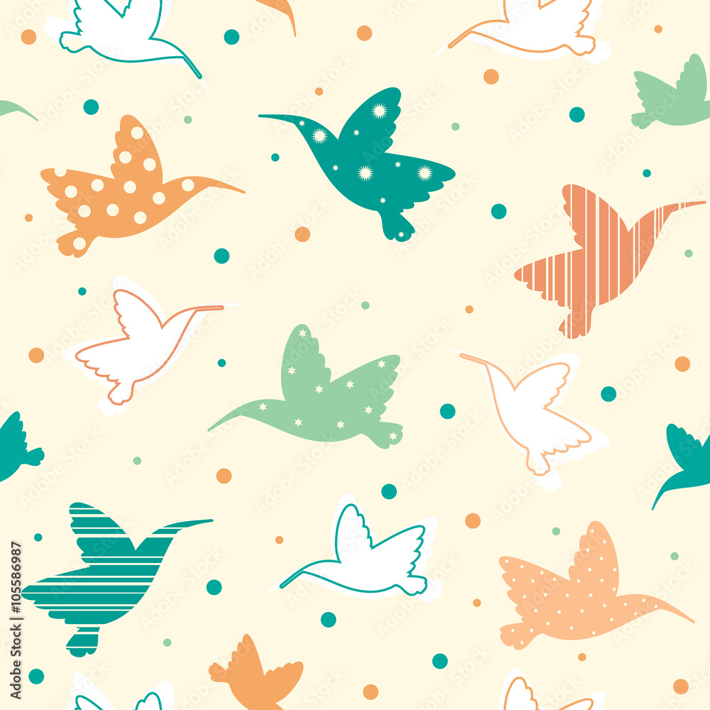 Seamless pattern with hummingbird. Seamless pattern with hummingbird.
