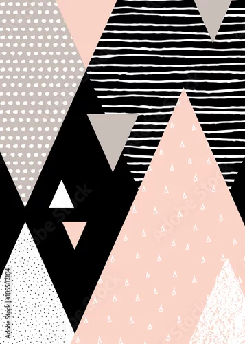 Obraz abstrakcyjne trójkąty w różnych koloroach