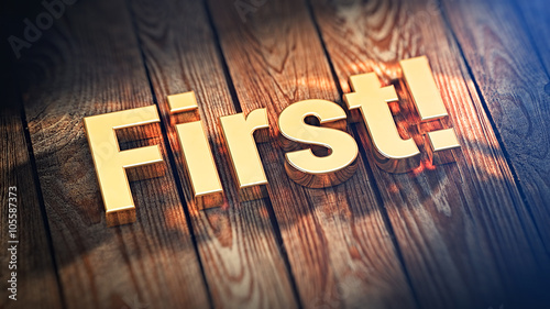 Word First on wood planks