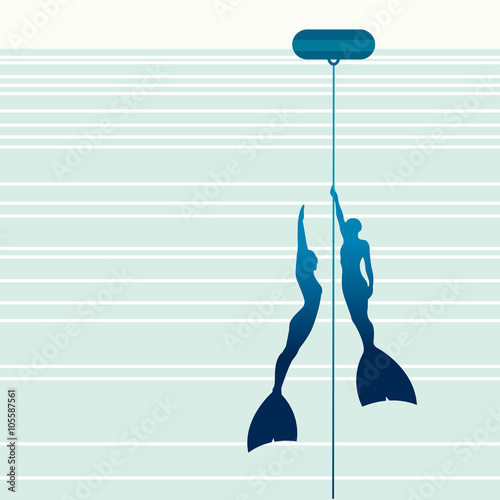 Silhouette of free divers.