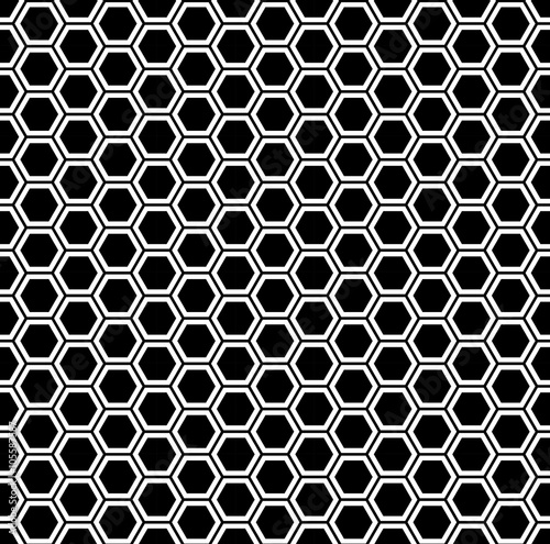 Vector modern seamless geometry pattern hexagon, black and white honeycomb abstract geometric background, subtle pillow print, monochrome retro texture, hipster fashion design