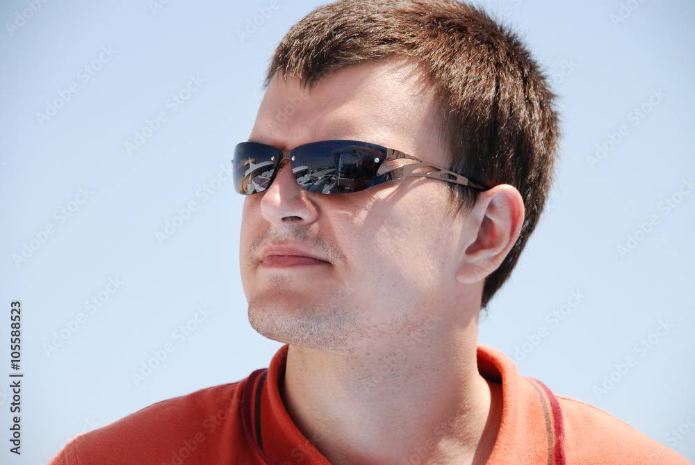 Portrait of a man with glasses against the sky Portrait of a man with glasses against the sky