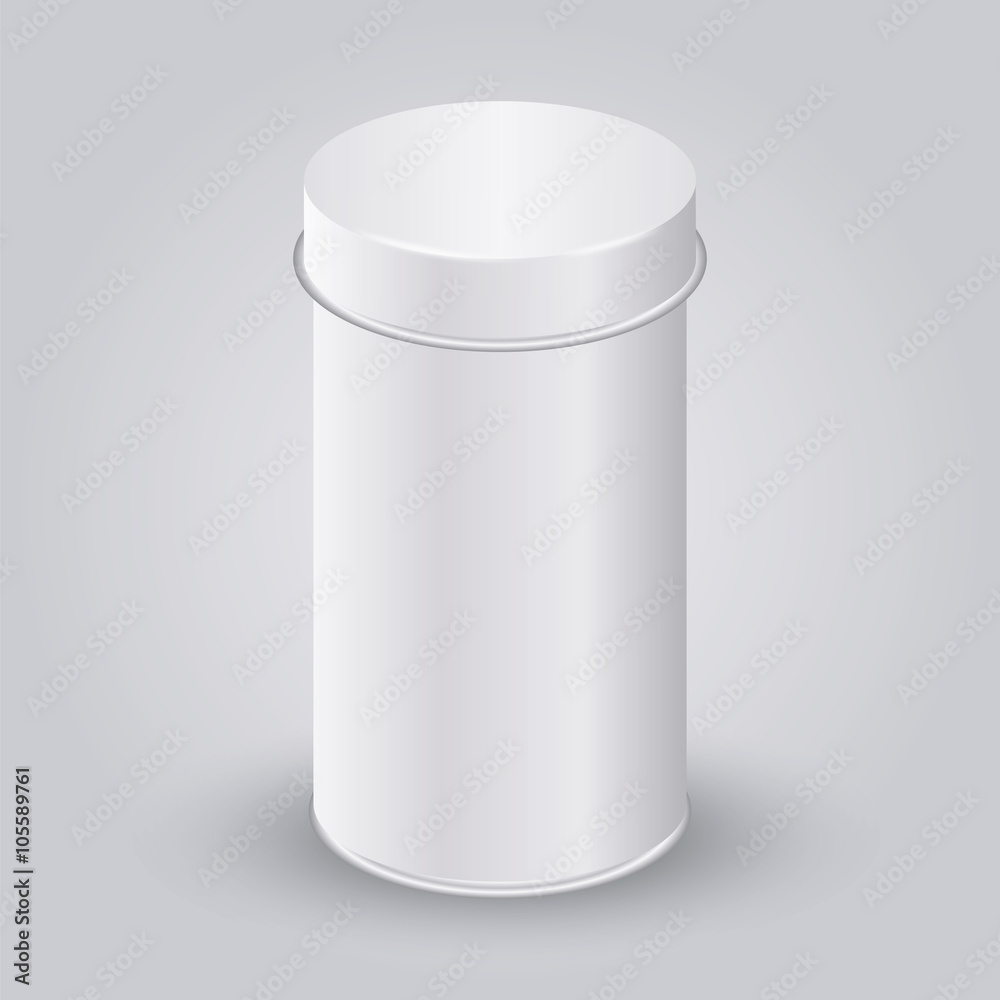 Mockup of White Blank Tincan packaging. Tea, coffee, dry products, gift box. Place your design. Mockup of White Blank Tincan packaging. Tea, coffee, dry products, gift box. Place your design.