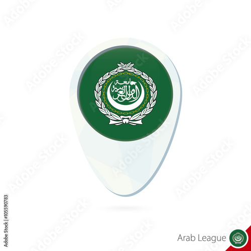 Arab League flag location map pin icon on white background. photo