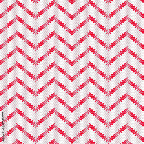 Style Seamless Knitted Pattern. Red White Color Illustration fro